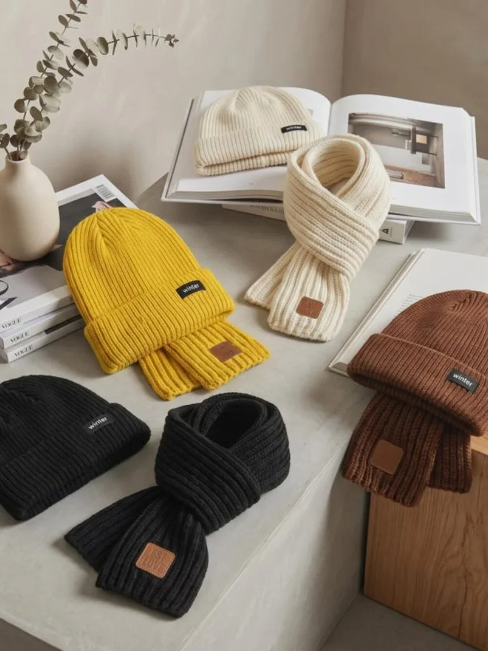 Kids Knit Beanie Hat and Scarf Set - Winter Warmth